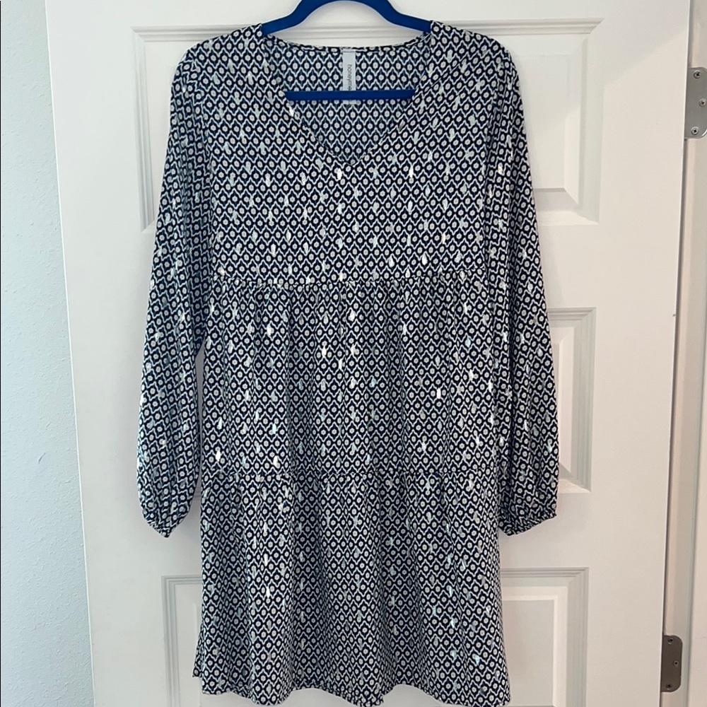 [Honeyme] Geometric Silver Spotted Dress